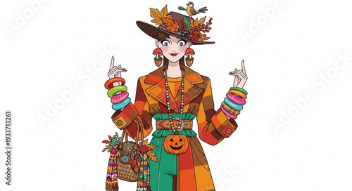 Vibrant Woman in Floral Hat.