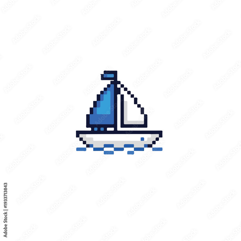 Naklejka premium Pixel Art Sailboat on Water