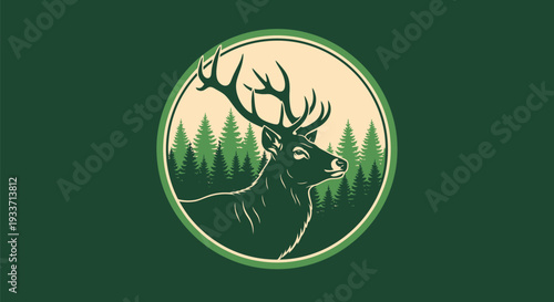 Majestic deer with large antlers in a forest setting.