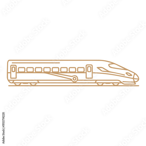 High-speed bullet train illustration with a sleek, modern aerodynamic design and multiple windows, representing fast and efficient transportation