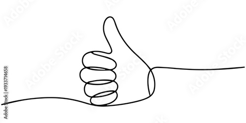 Continuous line drawing of a thumbs up gesture minimalist art style vector