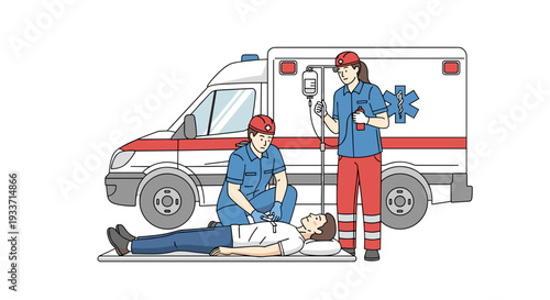 Paramedics Providing Medical Assistance to Patient.