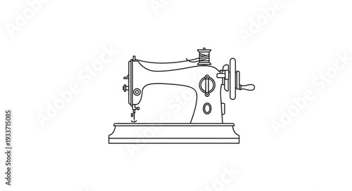 Vintage Sewing Machine Line Drawing.