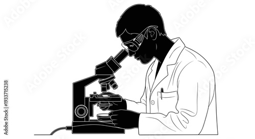 Scientist Examining Sample Through Microscope.