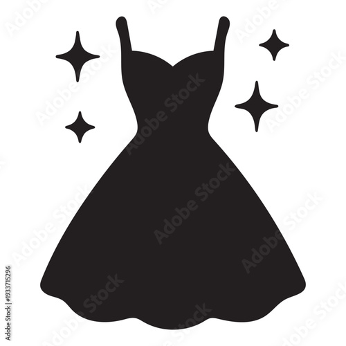 Stylish Dress with Sparkles Silhouette Icon