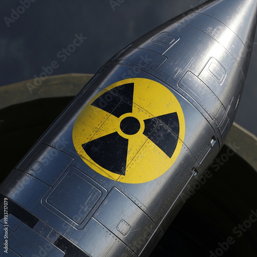 Closeup of a Missile with a Radioactive Symbol