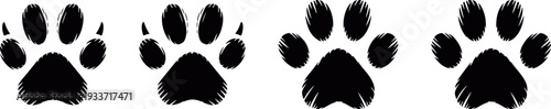 Animal Paw Print Icon Set Dog Cat Footprint Vector, animal footprint black symbol collection, pet track mark isolated graphic pack