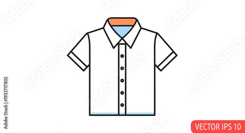 White Short Sleeve Collared Shirt.