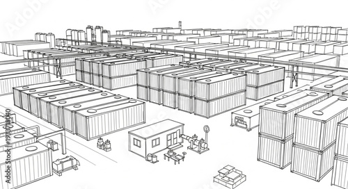 Warehouse Storage Facility with Pallets and Forklifts.