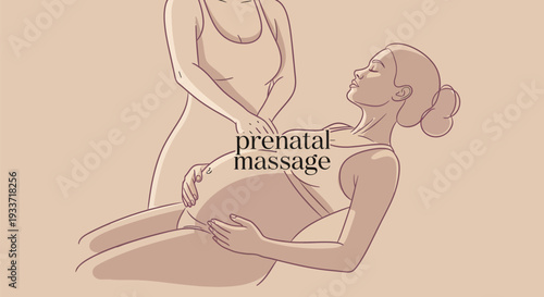 Pregnant Woman Receiving Gentle Prenatal Massage Therapy.