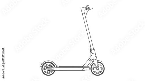 Electric Scooter Outline: An intricate outline of an electric scooter against a clear background, emphasizing the clean lines and modern design of this personal transport vehicle.