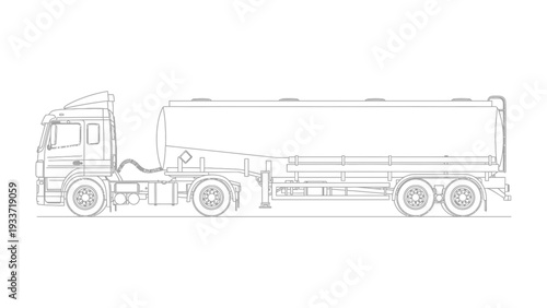 Tanker Truck Silhouette: A detailed outline of a tanker truck, showcasing its design and structure for transport and logistics. 
