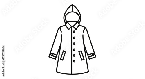 White Hooded Raincoat with Pockets.