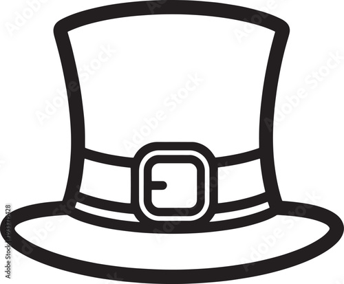 Leprechaun hat outline icon minimal on white

