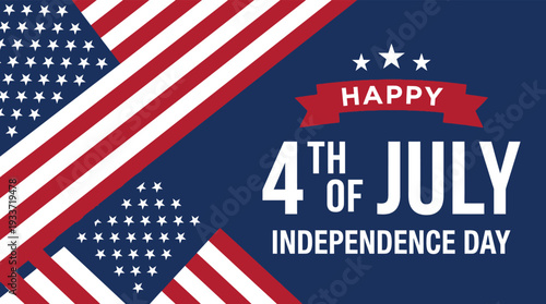 Happy 4th of July Independence Day greeting with US flag design