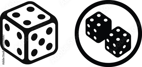 Dice icon close up silhouette for casino games

