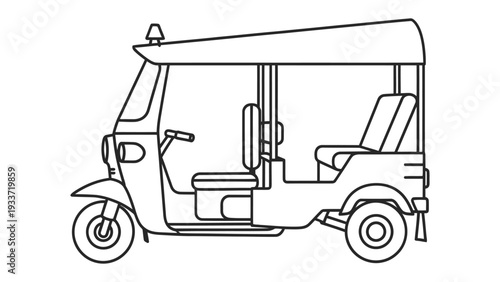 Line Art Tuk Tuk: A simple line art of a Tuk Tuk, ideal for adding a touch of exoticism to designs or educational materials.
