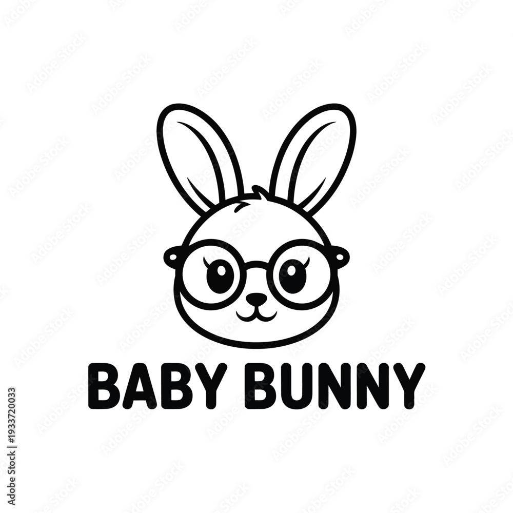 Fototapeta premium A charming black and white illustration of a bunny wearing glasses