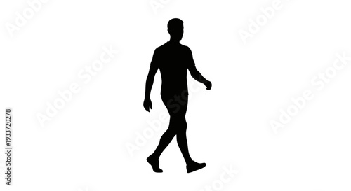 Silhouette of a man walking from side view isolated on white background