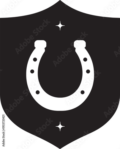 Lucky horseshoe icon with sparkles


