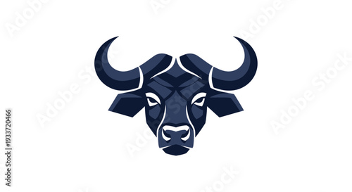 Geometric Buffalo Head Logo, Abstract Wild Animal Icon, Vector Illustration