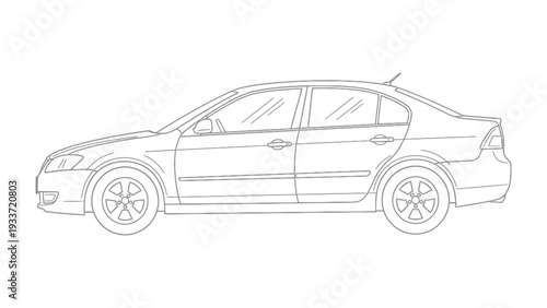 Automobile Outline: An artistic rendering of a sleek, modern car showcases its elegant design and smooth lines, conveying a sense of sophistication and refined taste.