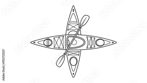 Kayaks and Paddles: Overhead shot of kayak and paddle illustration.