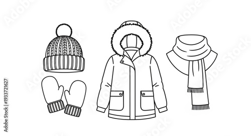 Winter Clothing Set Illustration Details.