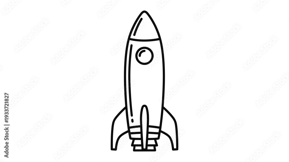 Obraz premium Rocket Ship Illustration: A sleek, minimalist illustration of a rocket ship ready for launch, exuding the spirit of adventure, exploration, and the vast expanse of space.