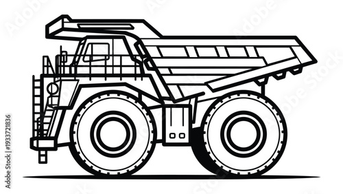 Heavy Haulage Icon: A detailed illustration of a robust, heavy-duty truck, the epitome of industrial might and transport capabilities.