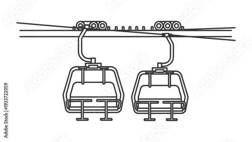 Ski Lift Transportation: A stark black and white depiction of a ski lift, illustrating the machinery essential for transporting skiers to elevated slopes.