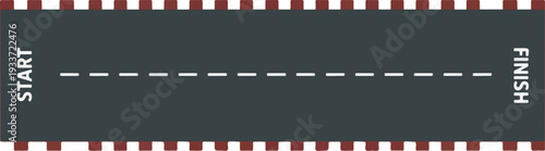 A racing track with a clear start and finish line, set against a dark grey background, evoking a sense of competition and speed.