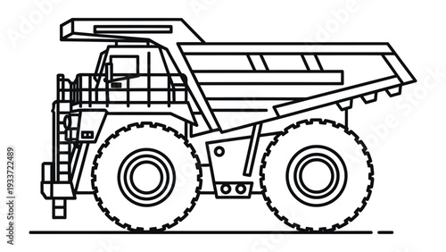Heavy Duty Truck in Operation: A detailed outline of a heavy-duty truck, the epitome of industrial strength and capacity, stands ready for action, showcasing its robust design and formidable presence.