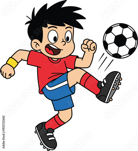 Cute chibi anime karate boy kicking, martial arts manga character in white gi with black belt, sports vector illustration, action