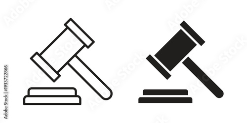 Gavel icon on white background. Simple vector illustration for graphic and web design
