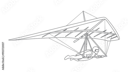 soaring in the sky : a thrilling image capturing the essence of human flight and adventure. A solo hang glider soars against the vast canvas of the sky.