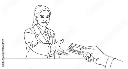 Woman Receiving Credit Card Terminal.