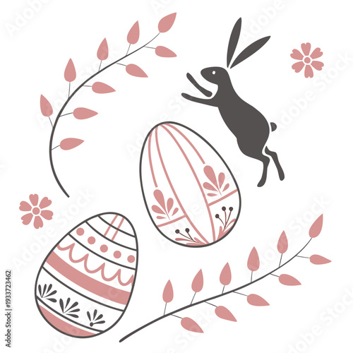 Seamless Easter Minimal Egg Pattern in Medium Scale with Pastel Colors and Flat Vector Illustration
