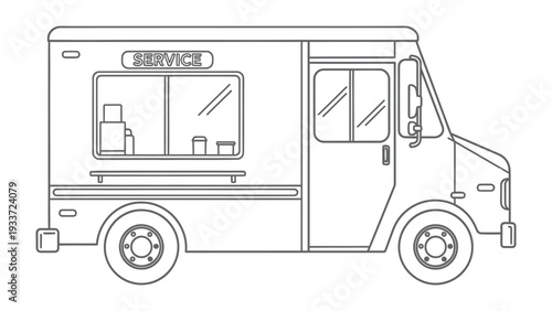 Food Truck: A sleek and inviting food truck stands ready to serve, a modern emblem of culinary delights and on-the-go convenience. 