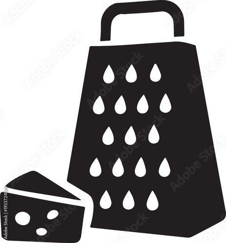 Box Grater and Cheese Wedge Icon Minimalist Kitchenware and Cooking Tool Vector