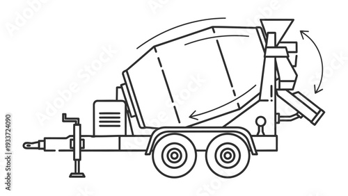 Concrete Mixer Icon: An intricately detailed illustration of a concrete mixer, showcasing its design and functionality, perfect for construction and industry-related visuals.