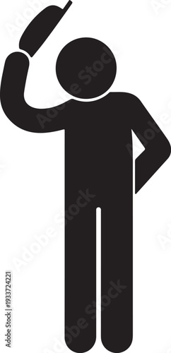 Man Tipping Hat Silhouette Icon Gentleman Greeting and Courtesy Vector Illustration