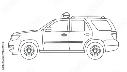 Police SUV Silhouette: A stark black and white silhouette of a police SUV, embodying law enforcement and public safety, against a neutral backdrop.