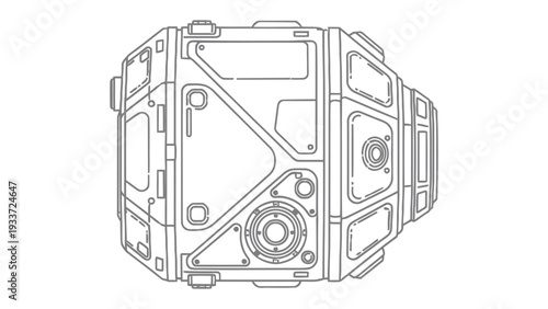 Futuristic Technology: An intricate illustration of a technological device, showcasing advanced design and precision engineering. 