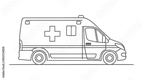 Emergency Response Vehicle: A detailed illustration captures the essence of a modern ambulance, symbolizing speed, care, and the lifeline of emergency services.