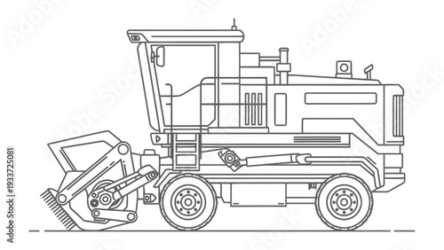 Mechanical Marvel: The precise lines and intricate details of a heavy-duty industrial machine, a symbol of engineering and industry, stand out, ready to tackle any challenge.