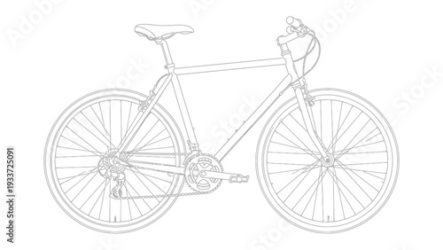Cycle Silhouette: A sleek, minimalist line art representation of a bicycle, perfect for conveying themes of transportation, recreation, and healthy living. 