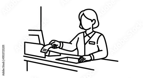 Woman Scanning Items at Cash Register.