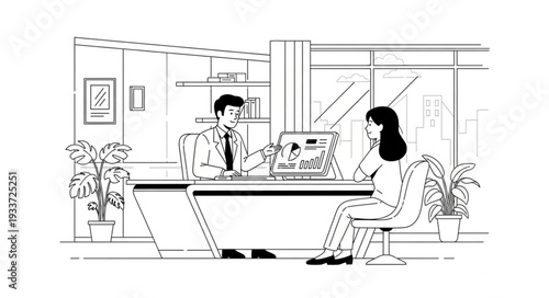 Woman Sitting at Office Desk.