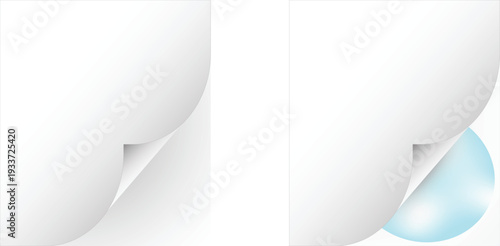 Blank white paper sheet with a 3d folded corner curl and shadow on an empty notebook page vector illustration template for business message design document